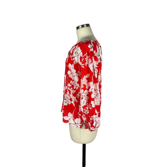 YUMI KIM Red Floral Lightweight French Rose Easy Going Top Women's Small NWT - Picture 2 of 6